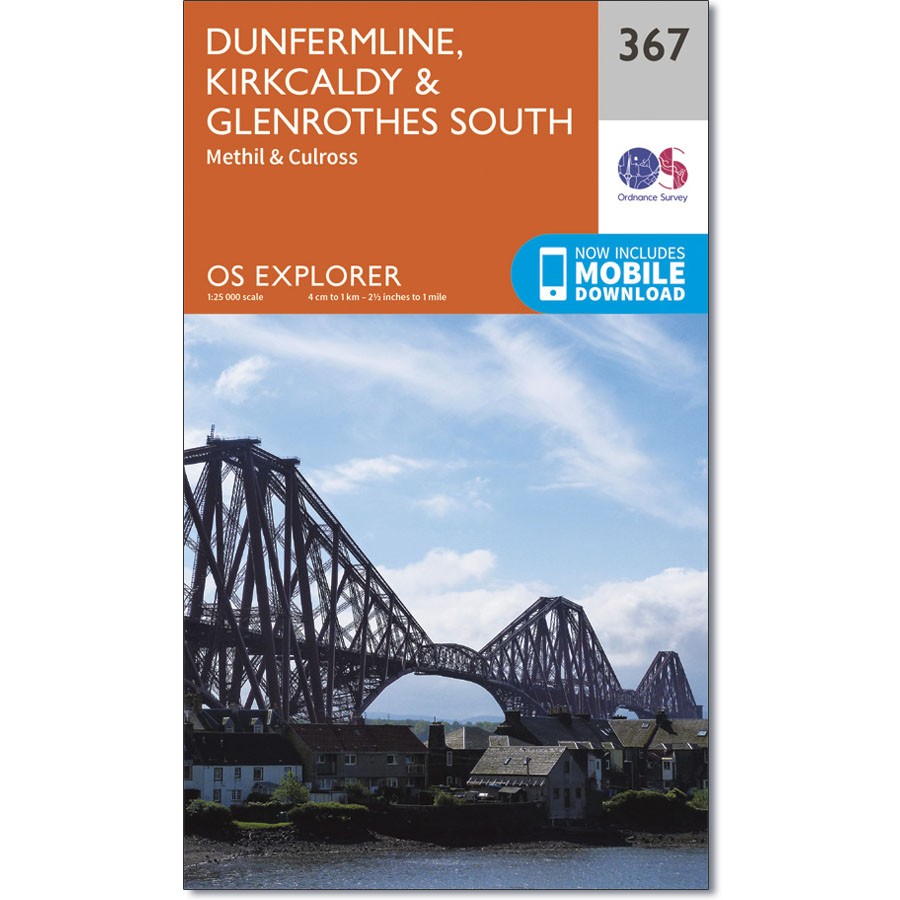 Map of Dunfermline, Kirkcaldy & Glenrothes South Methil & Culross 367 - Explorer 1:25 000 scale